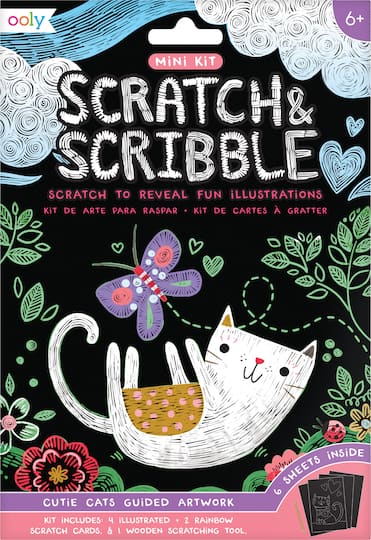OOLY Mini Scratch &#x26; Scribble Cutie Cats Art Kit